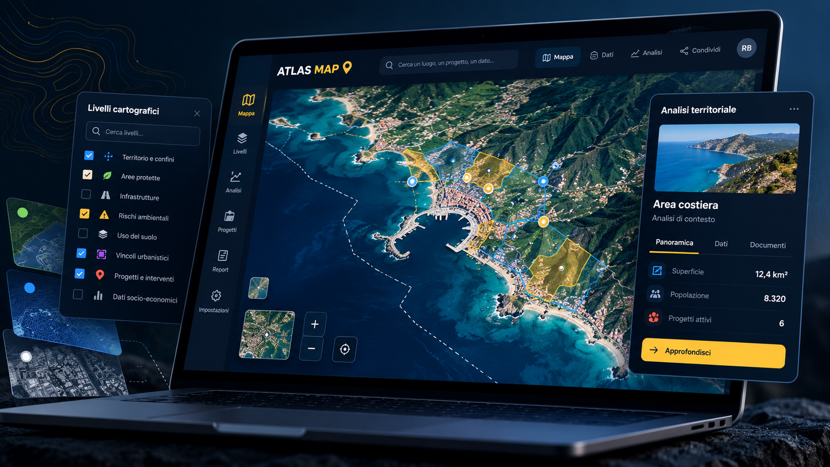 Mockup del progetto Atlas Map