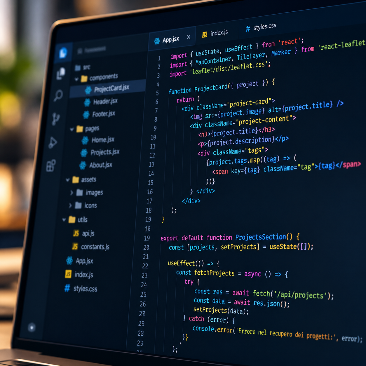Schermata di codice per plugin e web app